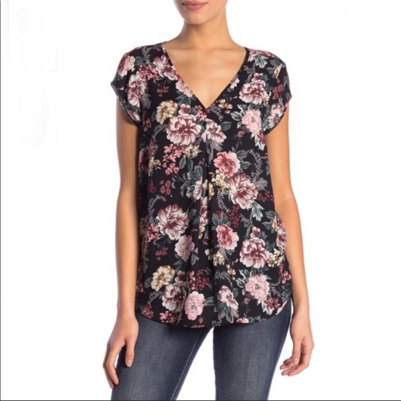 Halogen Double V-Neck High Low Top - Picture 1 of 6